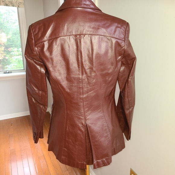 Etienne Aigner Brown Leather Jacket - Picture 3 of 16